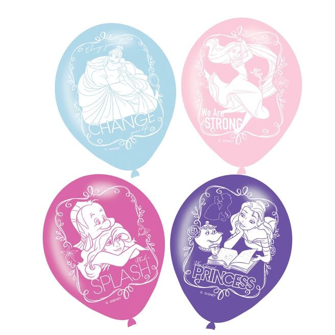 Assorted Disney Princess Latex Balloons - Pack of 6