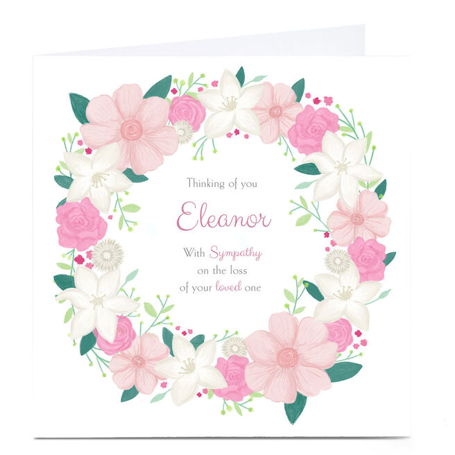 Personalised Sympathy Card - Thinking Of You Pink 