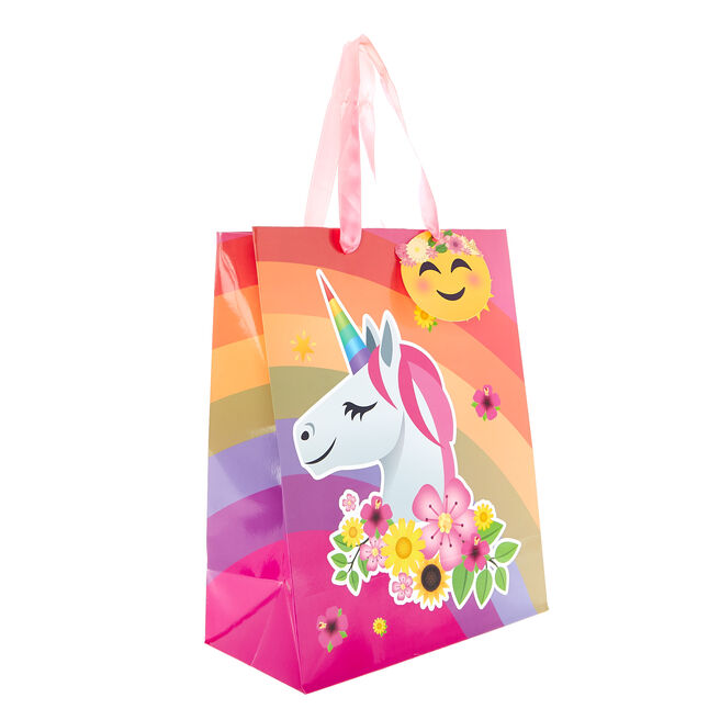 Large Portrait Gift Bag - Unicorn Emoji 