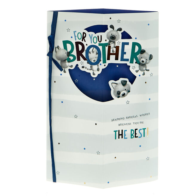 Brother You're The Best Cute Dogs 3D Birthday Card
