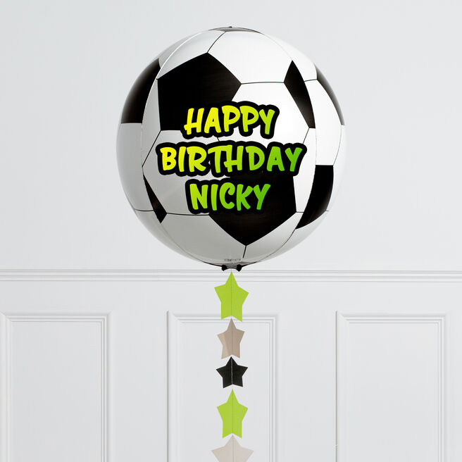 Personalised Football Star Party Orb Balloon - Delivered Inflated!