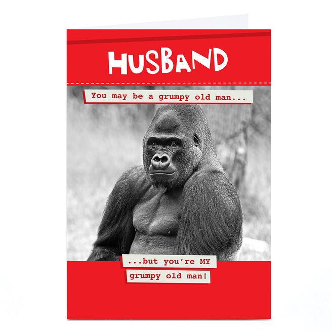 Personalised Valentine's Day Card - Husband Grumpy Gorilla 
