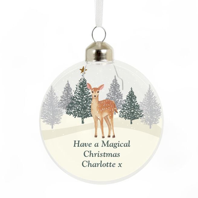 Personalised Christmas Deer Glass Bauble,  Personalised Christmas Deer Glass Bauble