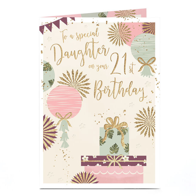 21st Birthday Card - Pastel Presents, Daughter