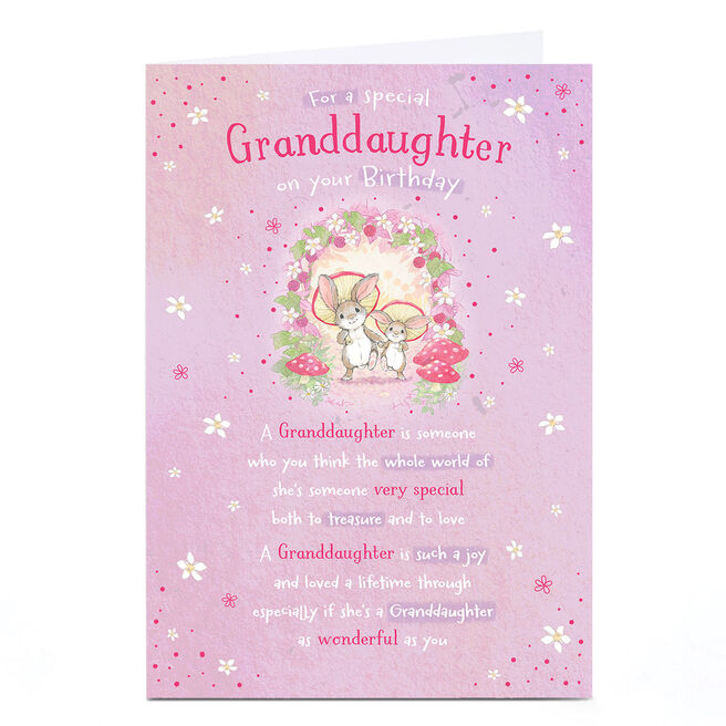 Personalised Birthday Card - Pink Rabbits Poem, Granddaughter