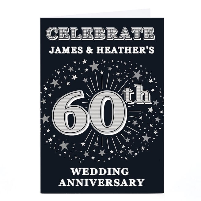 Personalised 60th Anniversary Invitation - Silver Stars