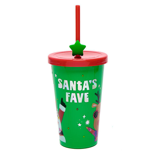 Santa's Fave Christmas Cup & Straw 