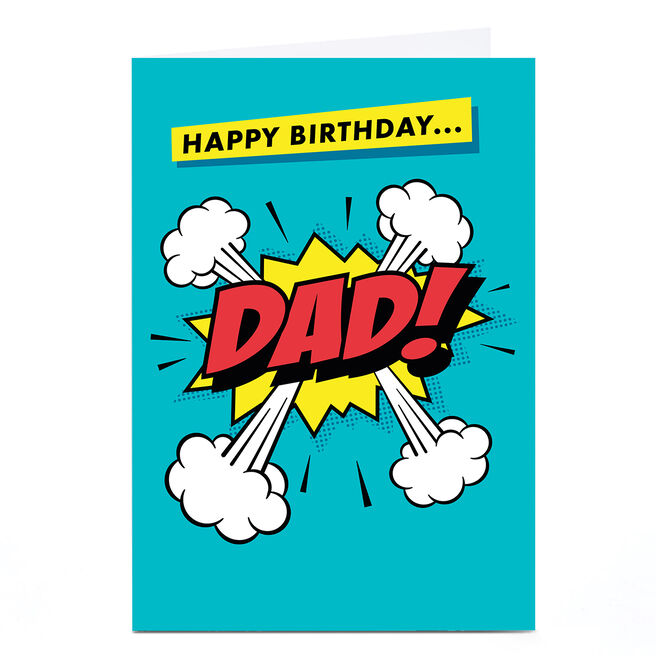 Personalised Hello Munki Birthday Card - Dad, Comic Book