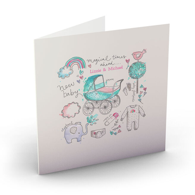 Personalised Bev Hopwood New Baby Card - Magical Times