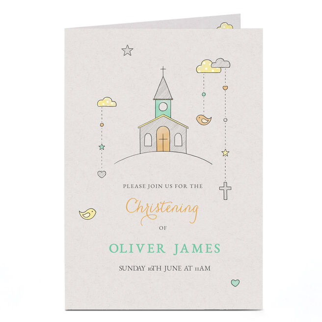 Personalised Christening Invitation - Pastel Church