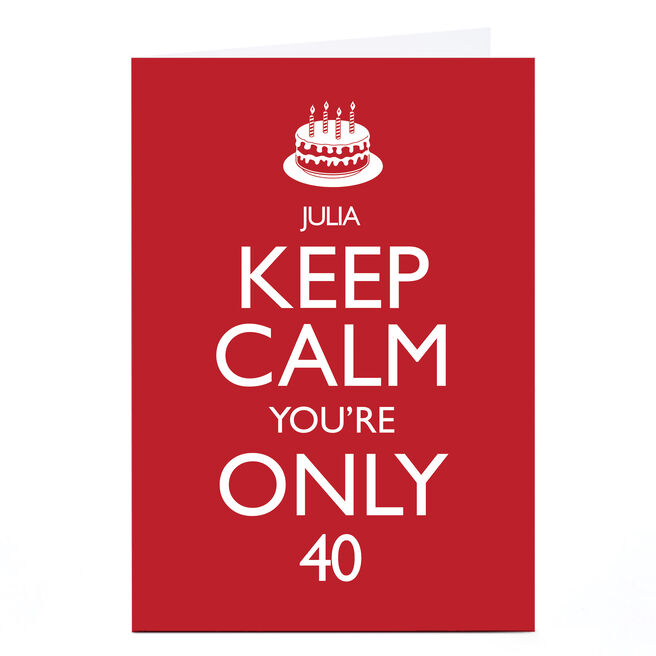 Personalised  Birthday Card - Keep Calm, Editable Age