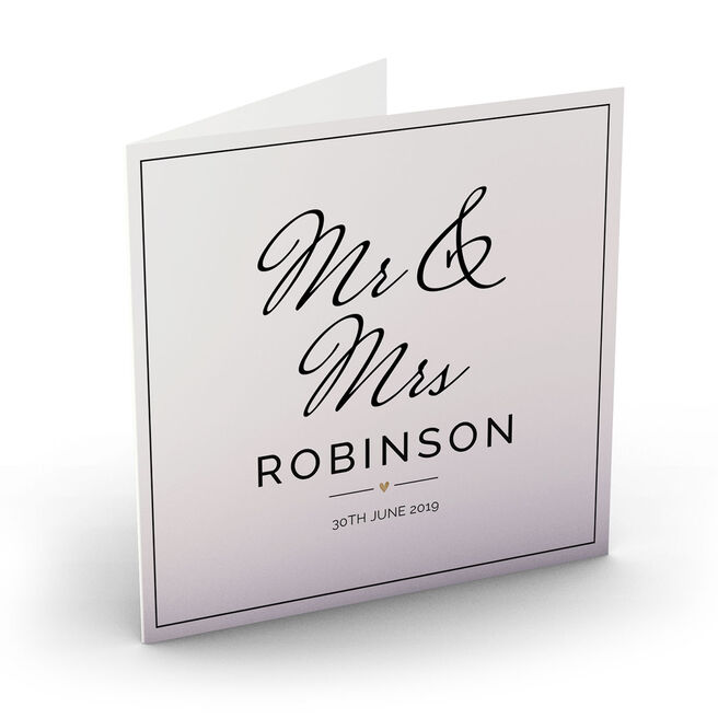 Personalised Wedding Card - Mr & Mrs, Black & White