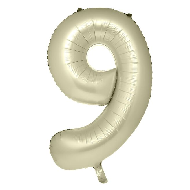 Large Cream 34-Inch Number 9 Balloon - Uninflated