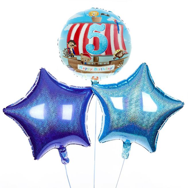 Pirates 5th Birthday Balloon Bouquet - DELIVERED INFLATED!