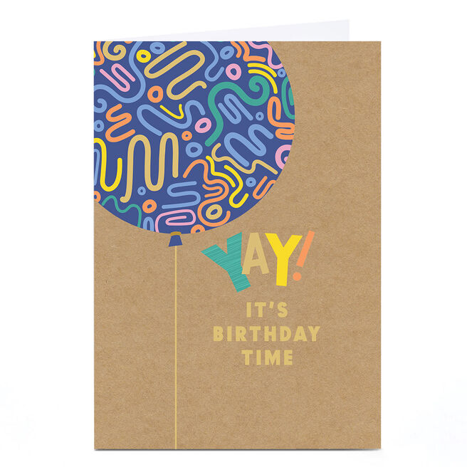 Personalised Birthday Card - Yay It's Birthday Time Balloon