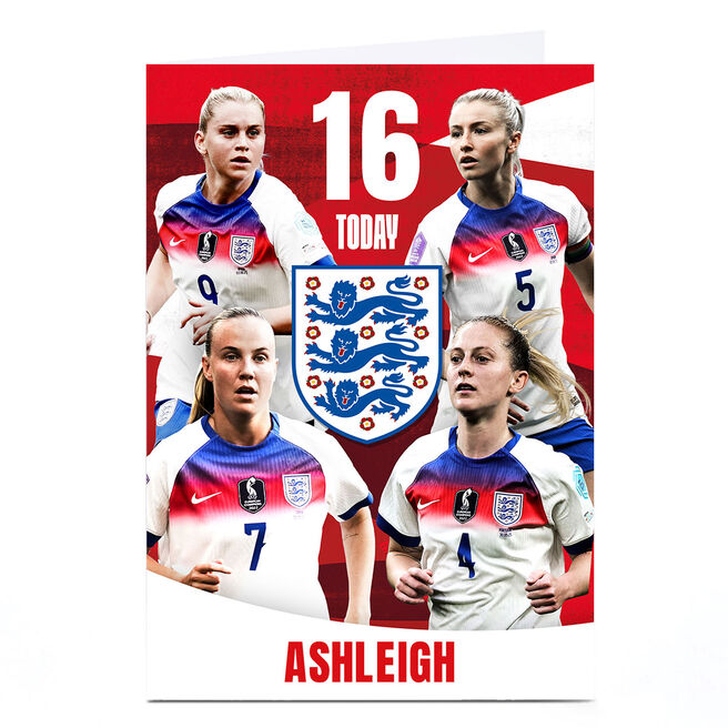 Personalised Birthday Card - Lionesses England 16 Today