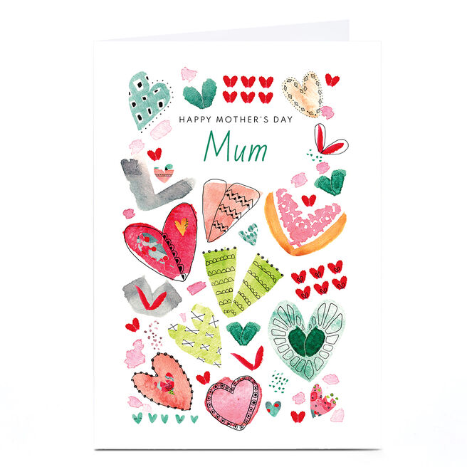Personaliased Rebecca Prinn Mother's Day Card - Hearts