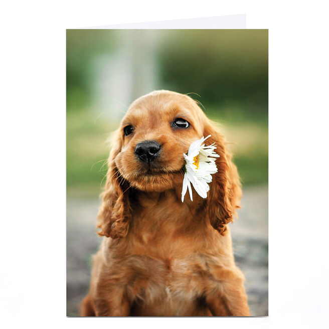 Personalised Birthday Card - Puppy and flower