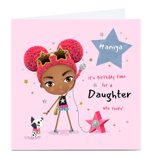 Personalised Birthday Card - Popstar Girl Daughter