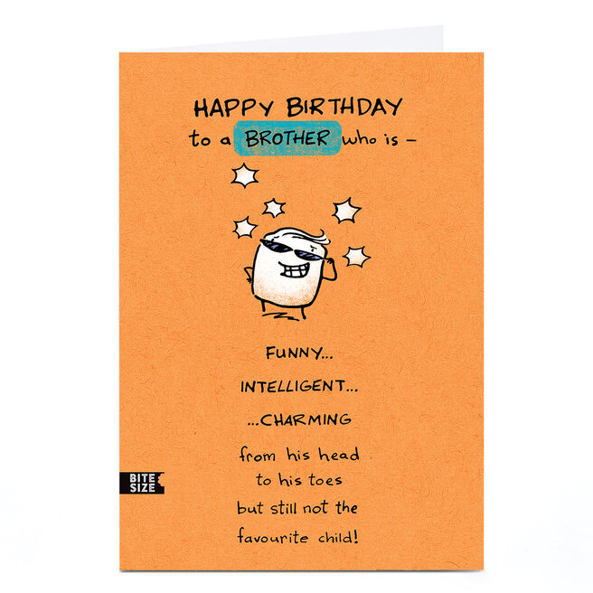 Personalised Birthday Card - Funny Intelligent Charming, Brother
