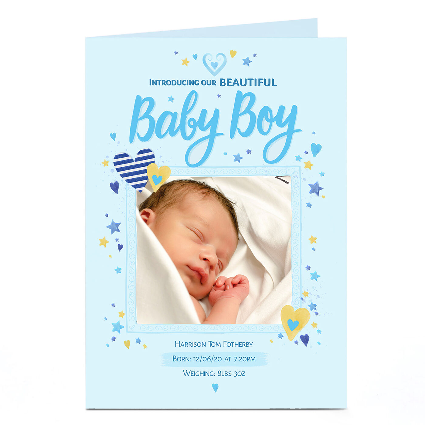 Buy Photo New Baby Announcement Card Beautiful Boy for GBP 1.79