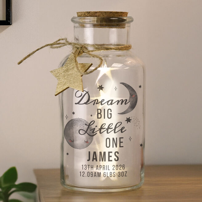 Personalised Dream Big LED Glass Jar