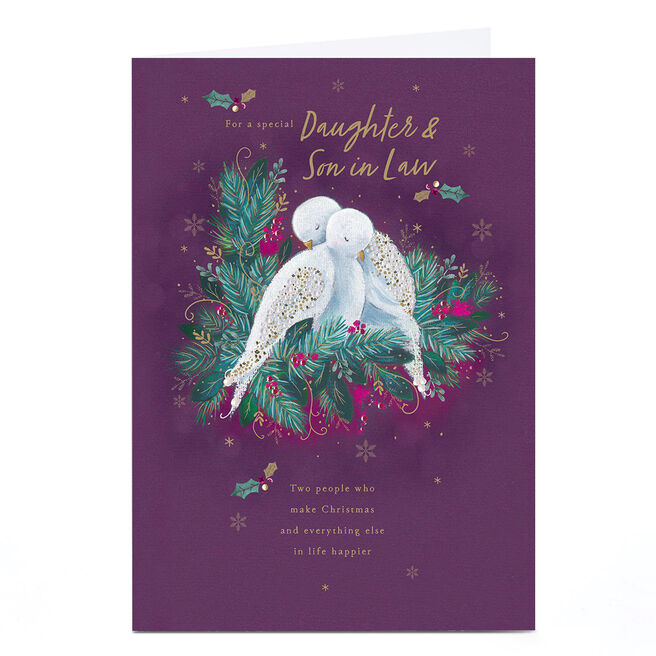 Personalised Christmas Card - Pair of Doves, Daughter & Son-in-Law