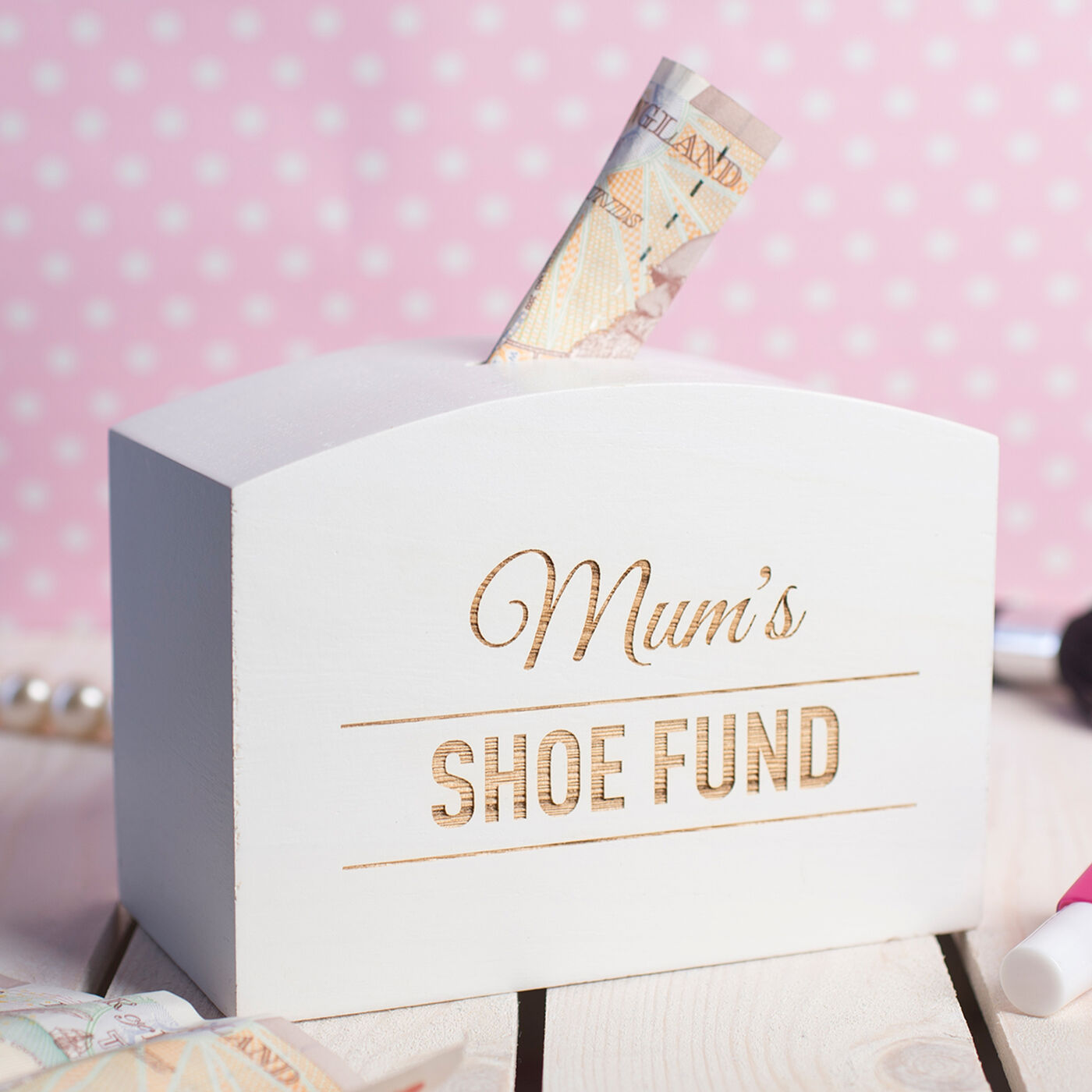 Buy Personalised Engraved White Wooden Money Box for GBP 18.49 Card