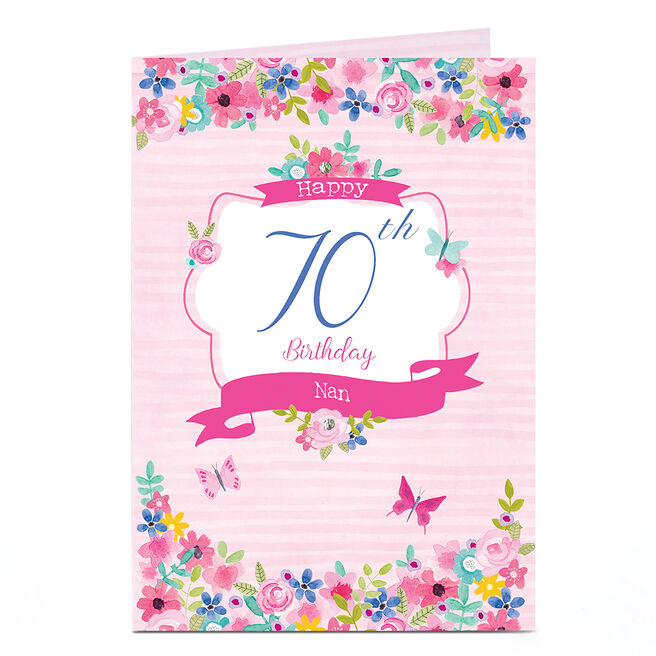 Personalised Editable Age Birthday Card - Floral Nan
