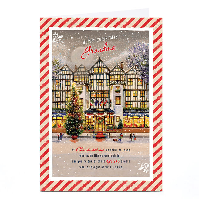 Personalised Christmas Card - Snowy Village Scene, Grandma