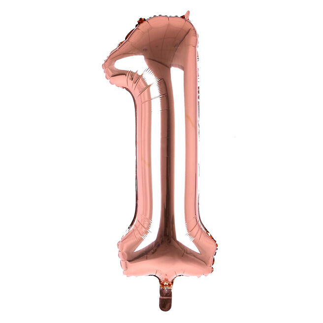 Rose Gold Number 1 Giant Foil Helium Balloon (Uninflated)