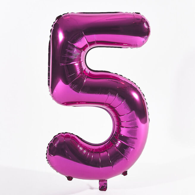 Pink Number 5 Foil Giant Helium Balloon (Deflated)