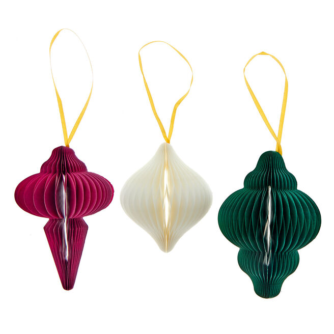 Paper Honeycomb Christmas Baubles - Pack of 6