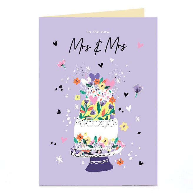 Wedding Card - Floral Tier Cake, Mrs & Mrs