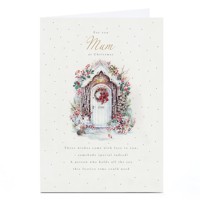 Personalised Christmas Card - Snowy Door, Mum