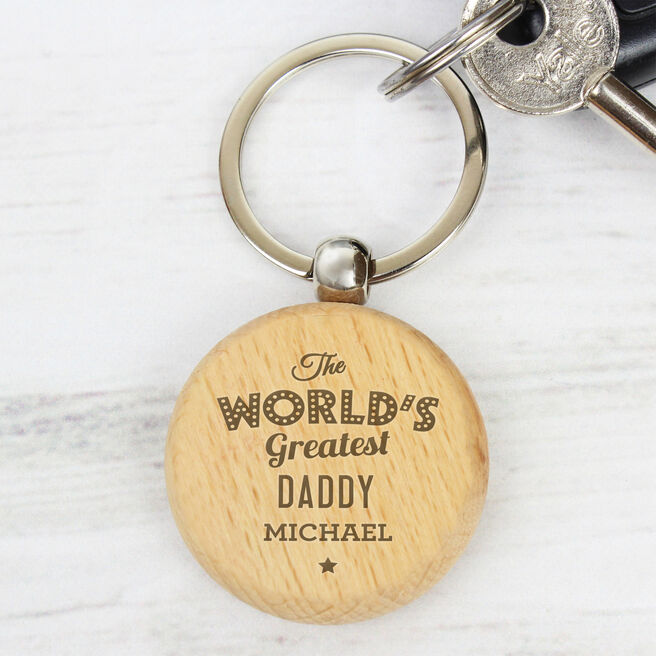 Personalised The World's Greatest Wooden Keyring