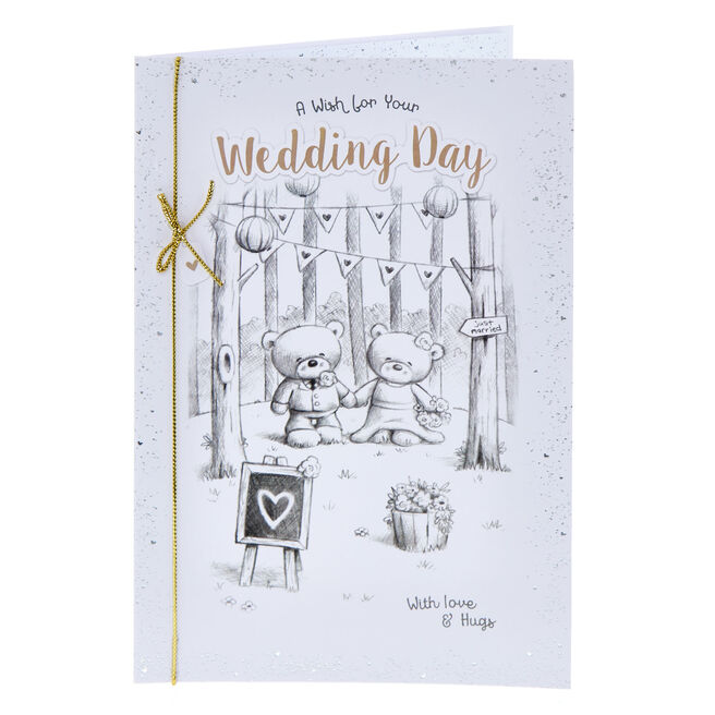 Hugs Bear Sketch Wedding Card