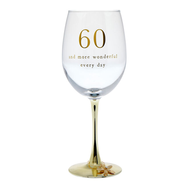 60th Birthday Wine Glass