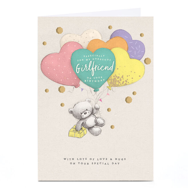 Personalised Hugs Birthday Card - Pastel Balloon Bouquet, Girlfriend