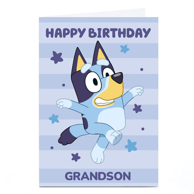 Personalised Birthday Card - Bluey Grandson Blue