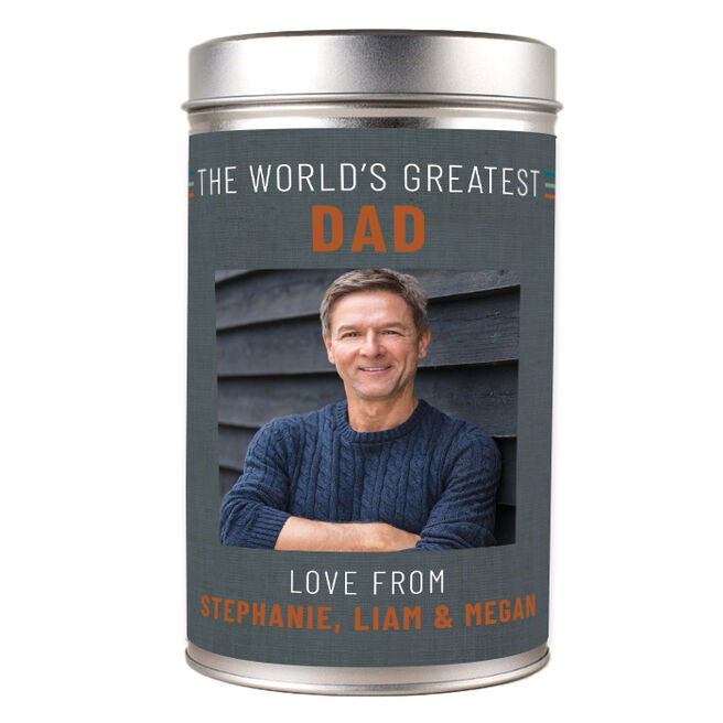 Photo Personalised Tin with Biscuits - World's Greatest, Any Name
