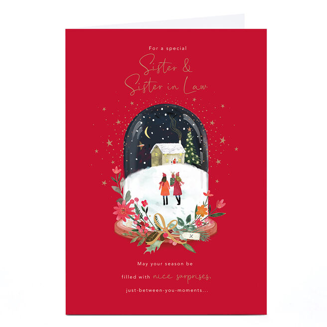 Christmas Card - Snowglobe Cottage, Sister & Sister In Law