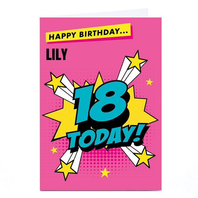 Personalised Hello Munki 18th Birthday Card - Pink Comic