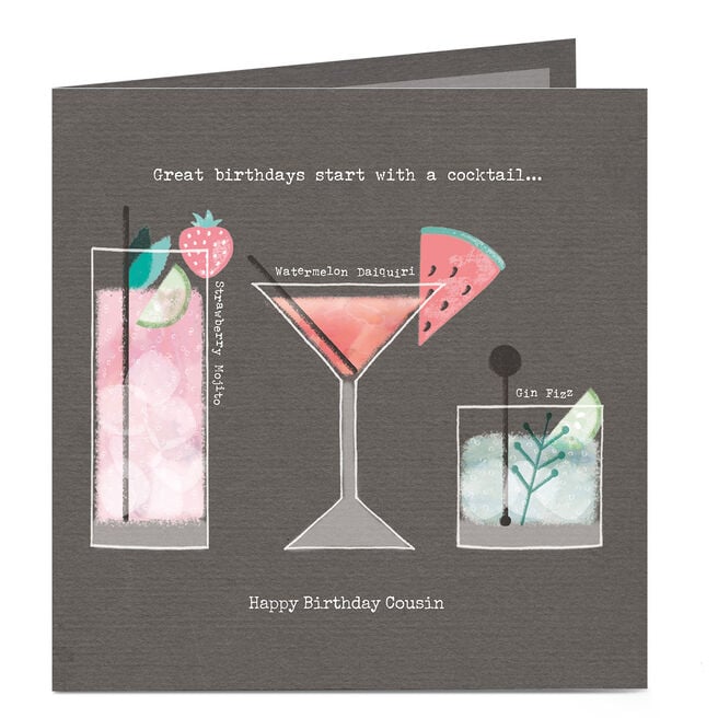 Personalised Birthday Card - Great Birthdays Start With A Cocktail