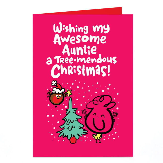 Personalised Fruitloops Christmas Card - Auntie Tree-mendous