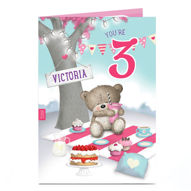 Personalised Hugs Editable Age Birthday Card - Picnic Tree