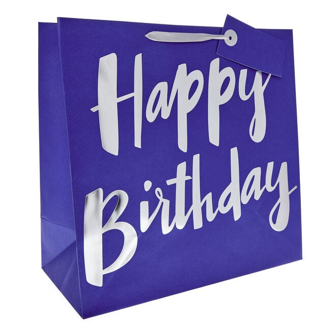 Blue Happy Birthday Giant Square Gift Bag