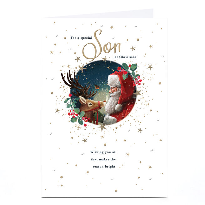 Personalised Christmas Card - Santa with Rudolph, Son