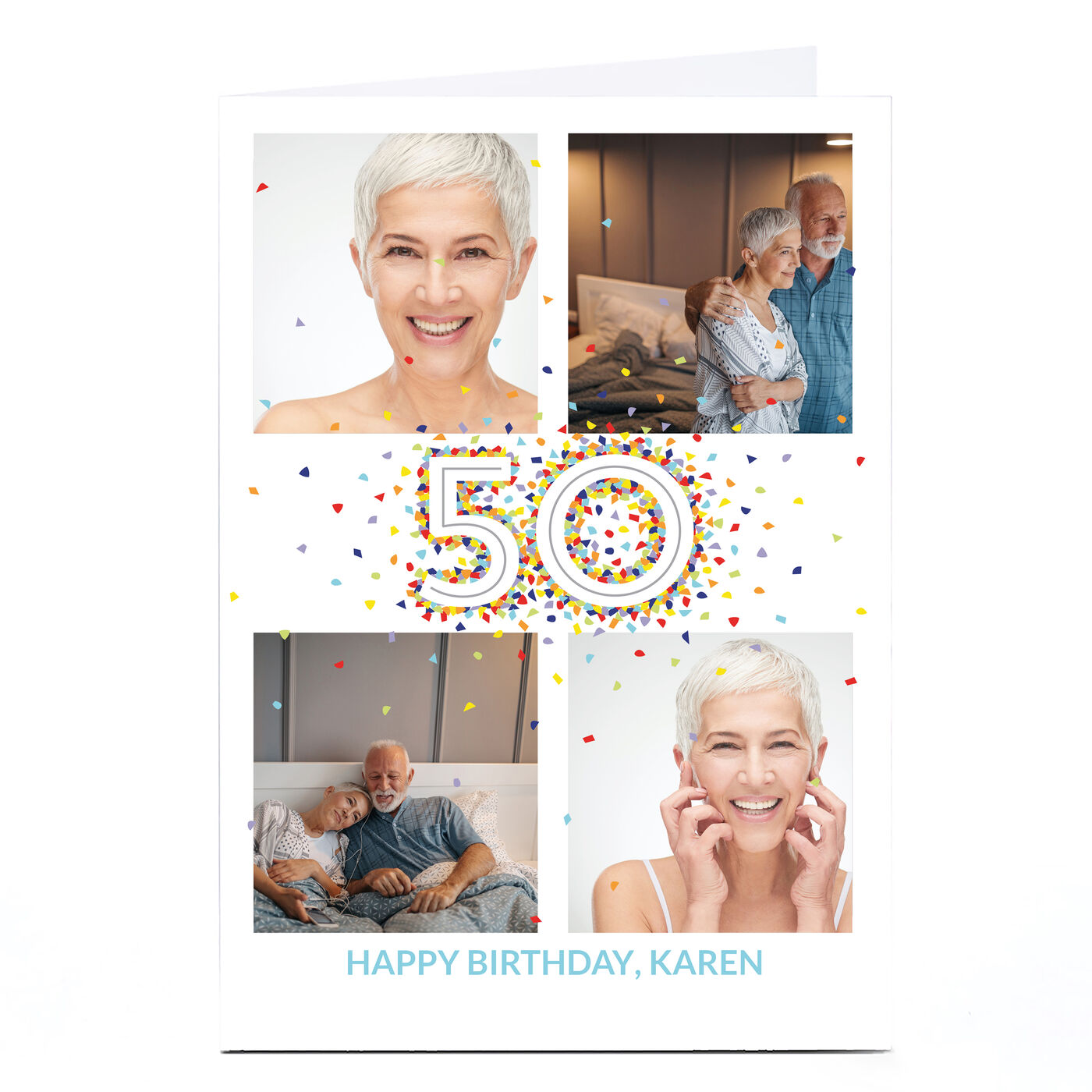 Buy Photo 50th Birthday Card 4 Photos, Confetti for GBP 1.79 Card
