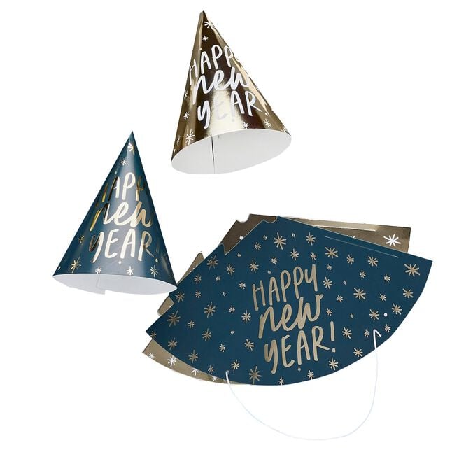 Happy New Year Party Hats - Pack of 10